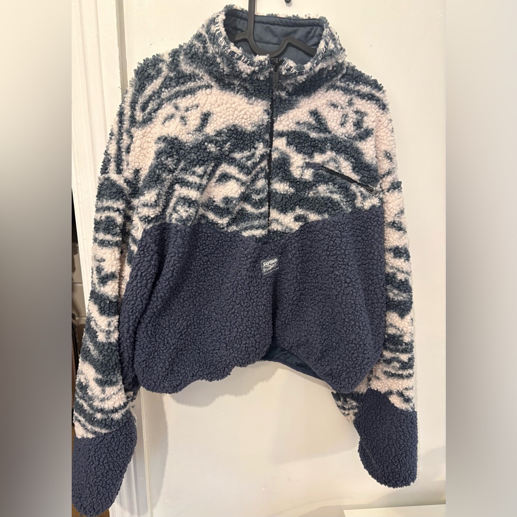 Reebok Cozy Blue And Cream Sherpa Jacket